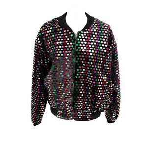 Vintage 80s Pacific LTD Mult Color Sequin Bomber Jacket